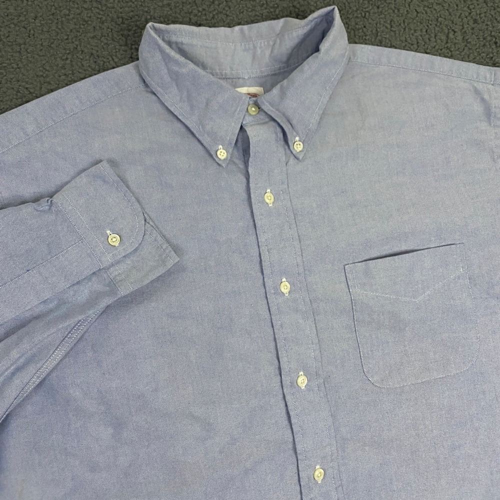 Brooks Brothers Shirt Mens 17.5 Blue Oxford Cloth Button Down OCBD Vintage